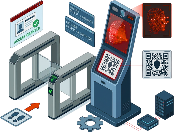 Access Control System ระบบควบคุมการเข้าออกด้วย FaceScan และ QRCode